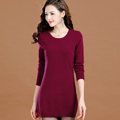 New winter sweater cashmere sweater Girls Long Sleeve T-Shirt head color sweater shirt thickening 3XL Claret