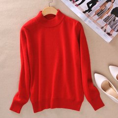 Autumn and winter half cashmere sweater female head short Cardigan Size loose knit sweater backing anti season clearance 3XL gules