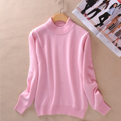 Autumn and winter half cashmere sweater female head short Cardigan Size loose knit sweater backing anti season clearance 3XL Pink
