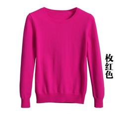 Korean winter sweater yards off panic buying short sleeve head neck female all-match cashmere sweater loose backing 3XL Rose red