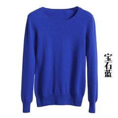 Korean winter sweater yards off panic buying short sleeve head neck female all-match cashmere sweater loose backing 3XL Royal Blue