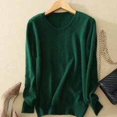 Korean winter sweater yards off panic buying short sleeve head neck female all-match cashmere sweater loose backing 3XL Blackish green