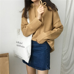 SIM sim2017, new winter wind all-match Hooded Sweater simple color coat of female students F Camel