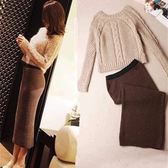 Female winter short sleeve sweater slim knit T-shirt Korean loose sweater girl a bottoming L [suggestion 108-118 Jin] Thick suit [high quality fabric]