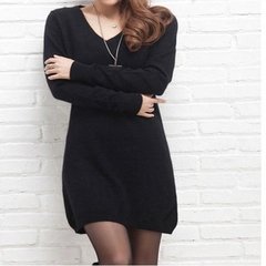 New cashmere sweaters in autumn, long V collar knitted cardigan, cashmere sweater, cashmere sweater, women's dress 3XL black