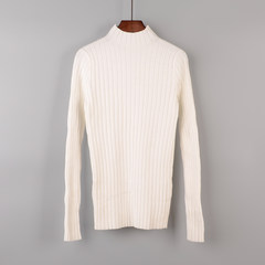 Winter knitting shirt female Korean students all-match pure turtle neck long sleeve Pullover tight warm winter F white