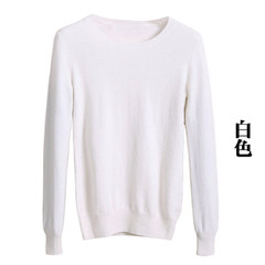 Autumn and winter low neck sweater female short sleeve head cashmere sweater loose all-match wool T-shirt bottoming sweaters. 3XL white