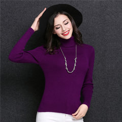 Shoot down 100 yuan today! Female short slim turtleneck sweater cashmere sweater knitted winter Turtleneck Shirt 3XL violet