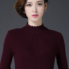 Half a winter sweater slim female sleeve head thin sweater knitted backing Korean pure cashmere sweater thickening L recommends 110-120 Jin Purple