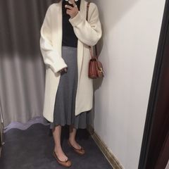 2017 autumn and winter Korean lazy loose sweater coat was thin all-match in long sleeved knit cardigan S Beige