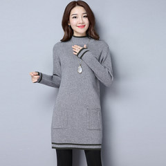 Autumn style new edition of Korean sweater, women's sleeve head, long cashmere sweater, loose knit wool sweater, autumn and winter coat 3XL Half a grey