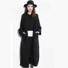Mao Xiannv long thick sweater cardigan wool sweater knee thickening in the long section of loose coat S black