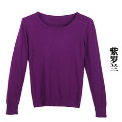 Rob!! take 58 yuan!! winter fringe cashmere sweater female head short slim wool turtleneck half backing 3XL Round neck purple
