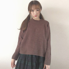 Autumn ladies Korean all-match semi turtleneck Pullover loose and long sleeve shirt + skirt long paragraph sweater vests F Turtleneck piece