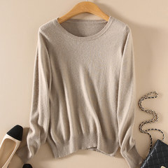 New female thin Pullover short neck sweater lady wool sweater size long sleeved shirt M (round neck) Camel