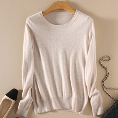 New female thin Pullover short neck sweater lady wool sweater size long sleeved shirt M (round neck) M Camel