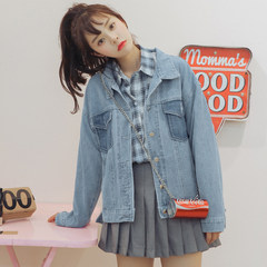 In the autumn of 2017 Korean version of the new loose thin long sleeved shirt all-match casual denim jacket female students tide S blue