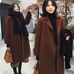 Every day special offer caramel color woolen coat, long wool coat knee 2017 new Korean winter girl XS Black (cotton clip)