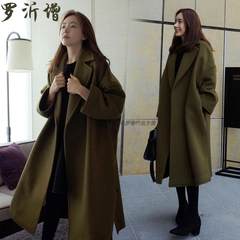 Luo Yizeng 2017 winter new season wool coat female Korean cashmere overcoat in the long section of their knee S Army green