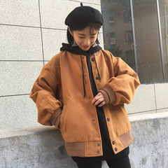 Korean version of the chic thick cloth coat female students all-match new autumn and winter baseball coat coat loose M Light grey