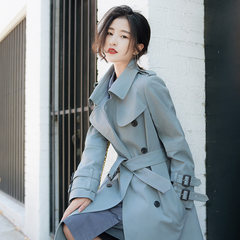 The big homemade high-end custom tower 2 generation 2017 autumn coat girls long double breasted coat all-match S Khaki long.