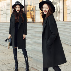 2017 new winter coat girls long Korean slim slim black coat thick cocoon girl S Milky thickening