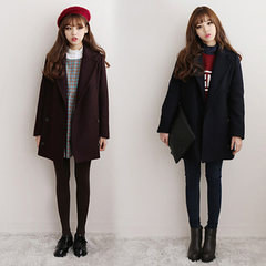 Korean girls long wool coat in a woolen coat school girl student short autumn and winter wind XS Light grey (conventional)