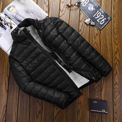 A new autumn and winter light jacket collar men size ultra slim slim portable youth jacket 3XL black