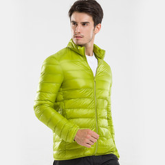 A new autumn and winter light jacket collar men size ultra slim slim portable youth jacket 3XL Olive green