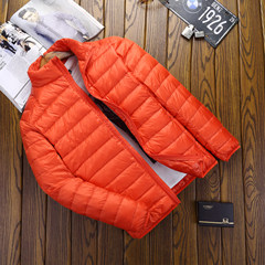 A new autumn and winter light jacket collar men size ultra slim slim portable youth jacket 3XL Orange