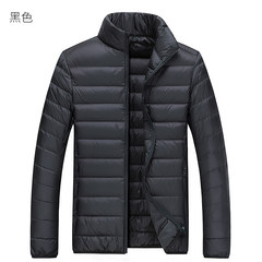 New slim men's jacket thin short warm breathable windproof coat collar leisure 3XL black