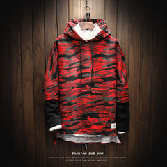 The wind of autumn and winter Harajuku male hooded sweater cashmere Hoodie Size with thick loose couple tide brand boys sports coat 3XL W17161 red