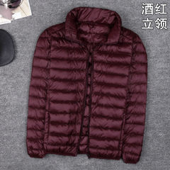 Special offer every day 2017 new winter jacket thin male short hooded collar size light thin coat 3XL Red wine