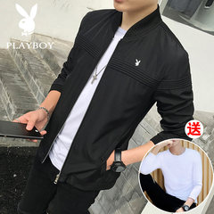 2017 new dandy man coat jacket men handsome leisure Korean spring and autumn tide Baseball Jacket 3XL Black special offer (89 yuan)