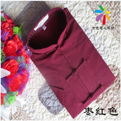 China wind old coarse men's costume cotton long sleeved jacket Chinese shirt shirt shirt lay One hundred and ninety-five Claret