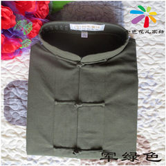 China wind old coarse men's costume cotton long sleeved jacket Chinese shirt shirt shirt lay One hundred and ninety-five Army green