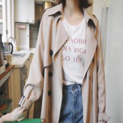You must enter the store! The Korean version of a good fried loose double breasted trench coat female waist strap in the long section of temperament S Military green (thick section) presale