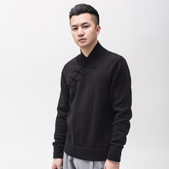 There are China wind carp costume male winter turtleneck sweater Mens Shirt male retro Pankou color M black