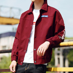 2017 spring and autumn coat boys handsome coat all-match thickening trend of Korean new slim fall jacket 3XL Medium red wine