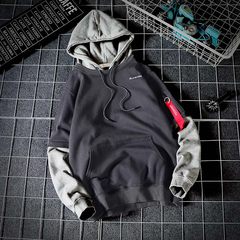 Autumn and winter men's Cashmere Sweater Hoodie with thick loose coat BF ulzzang trend of Korean Students 3XL Dark grey