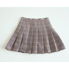 Miss Qiuqiu: homemade free postage female autumn Plaid pleated skirt waist line winter skirt XS Grey lattice ·