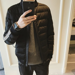 Men's cotton padded jacket coat winter winter jacket Korean youth tide thickened slim handsome coat tide XXXL about 140-150 black