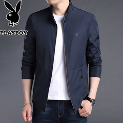 Men's coats in the autumn of 2017 new spring coat all-match mens jacket slim handsome Korean baseball uniform 3XL [A9] on the blue collar