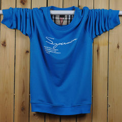 Spring and autumn Men Sport thin sweater Color Long Sleeve Shirt XL T-shirt coat fat fat 3XL [weight 190~210 kg] Signature [blue]