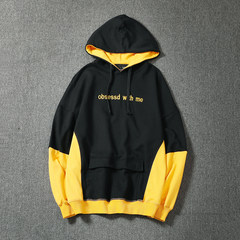 There are Chinese with hip hop head Hoodie men and women BF oversize couple JONY J wind loose coat S Black without velvet (spot)