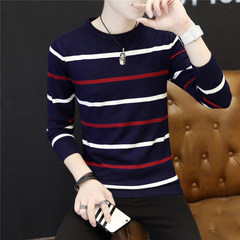 Men's sweater T-shirt 2017 men's knitted sweater embroidered in autumn and winter Chinese wind down the line. 3XL Tibet Navy