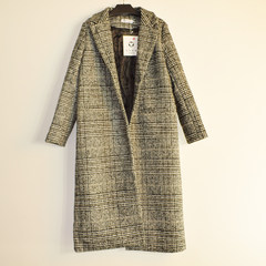 Every day special offer Womens check cloth coat winter slim slim models Houjian type maxmara woolen coat S Dark grey