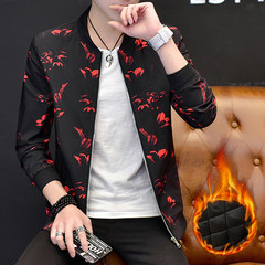 Floral color jacket men China Wind Jacket Mens autumn fat stamp XL fat baseball uniform trend L Safflower and cotton