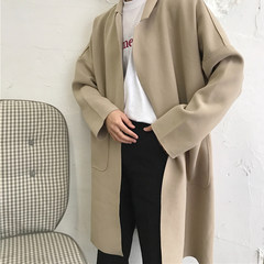 Retro Hong Kong flavor Korea chic wind drape simple small Lapel long section all-match windbreaker jacket blouse tide F Picture color quality Edition