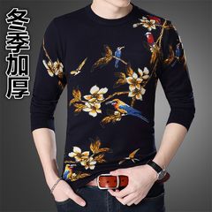 New style of Chinese Style Men's sweater in spring and Autumn period, male big size V collar knitted sweater, young men's sweater 165/M Bough [thickening]